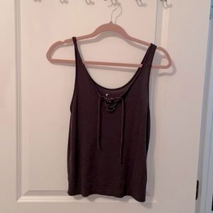 Soft & Sexy AEO tank 1977 gray cross cross women’s tank top